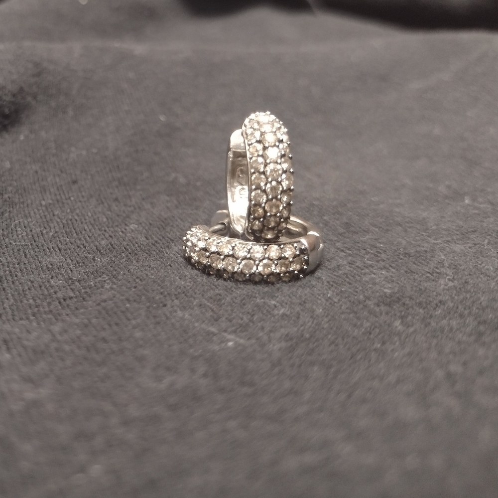 Sterling Silver Diamond Hoop Earrings
